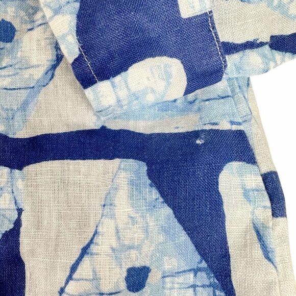 J. McLaughlin Lois Linen Small Blouse Blue White - Picture 9 of 13